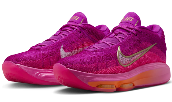 Magenta Sneakers with Gold-Tone Accents