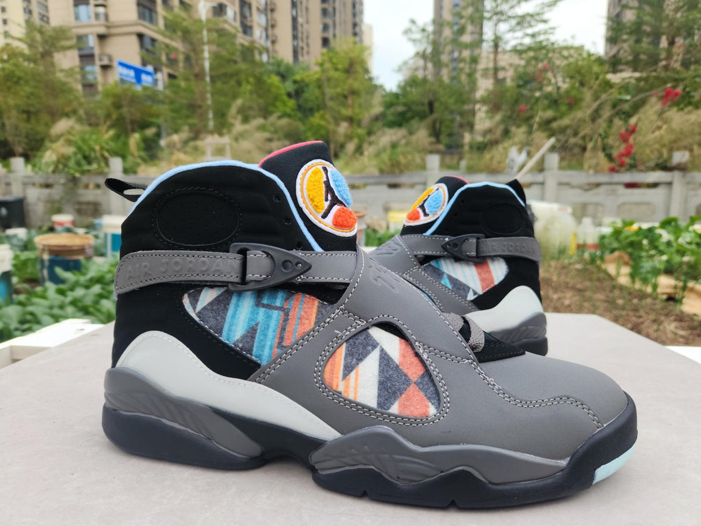 Air Jordan 8 High-Top Sneakers – Gray & Black