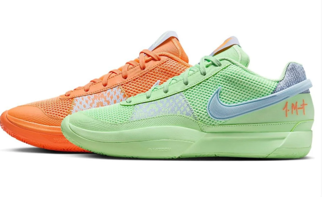 Orange & Mint Green Mismatched Low-Top Sneakers
