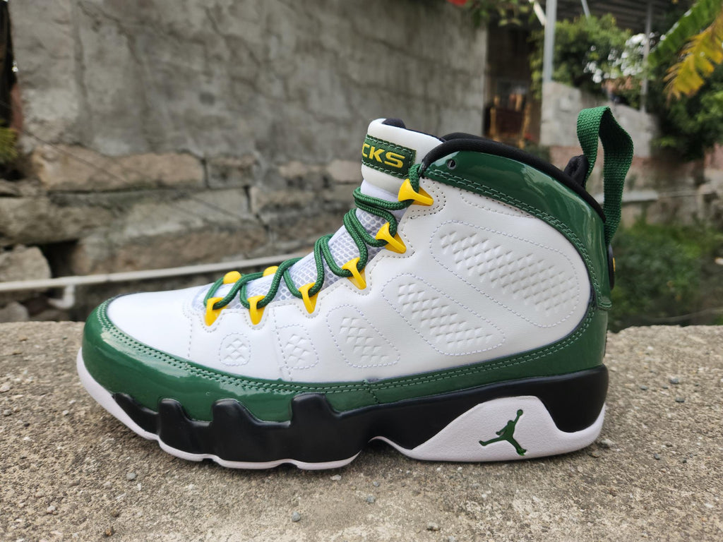 Air Jordan 9 White & Green High-Top Sneakers