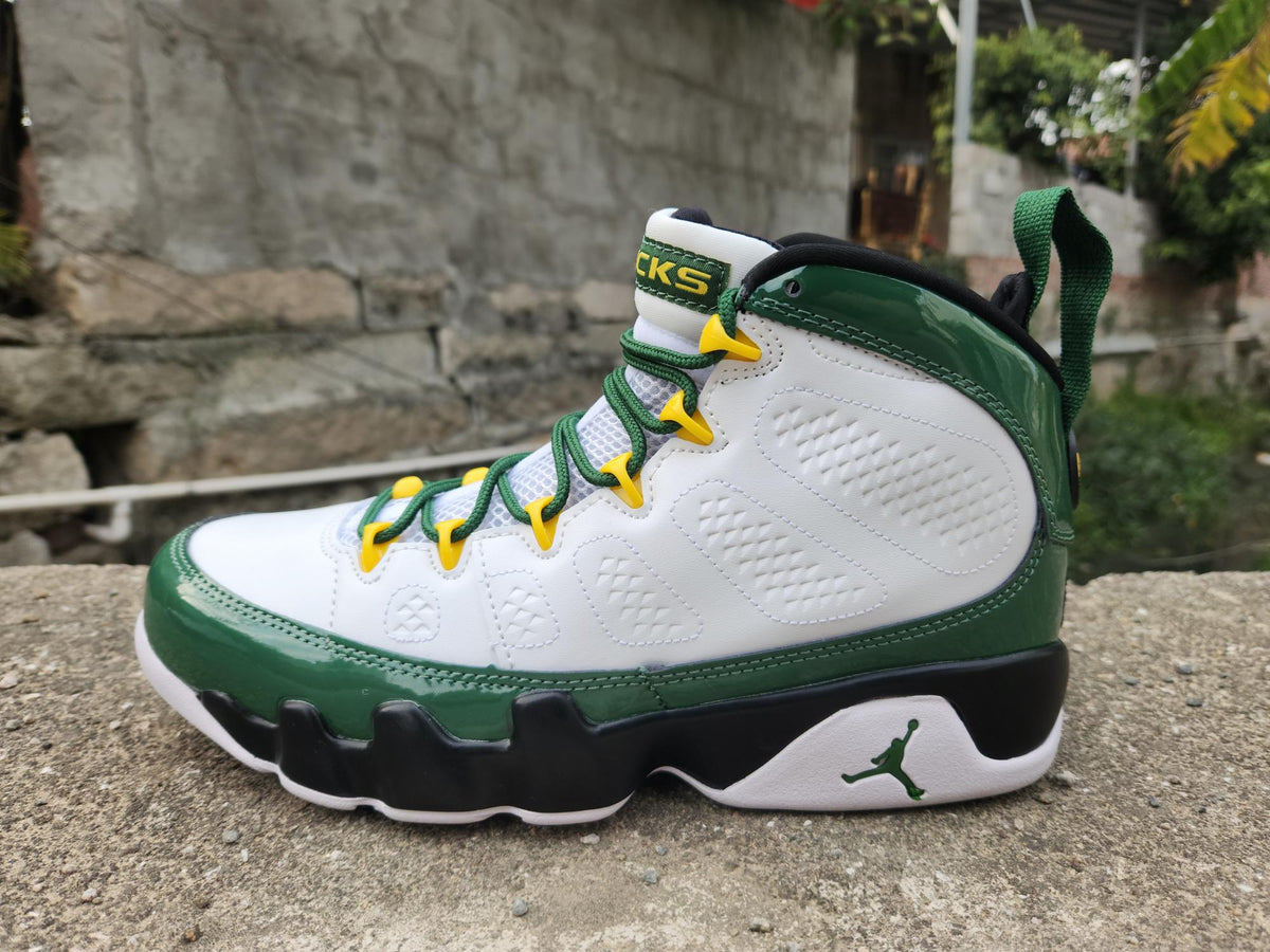 Air Jordan 9 White & Green High-Top Sneakers