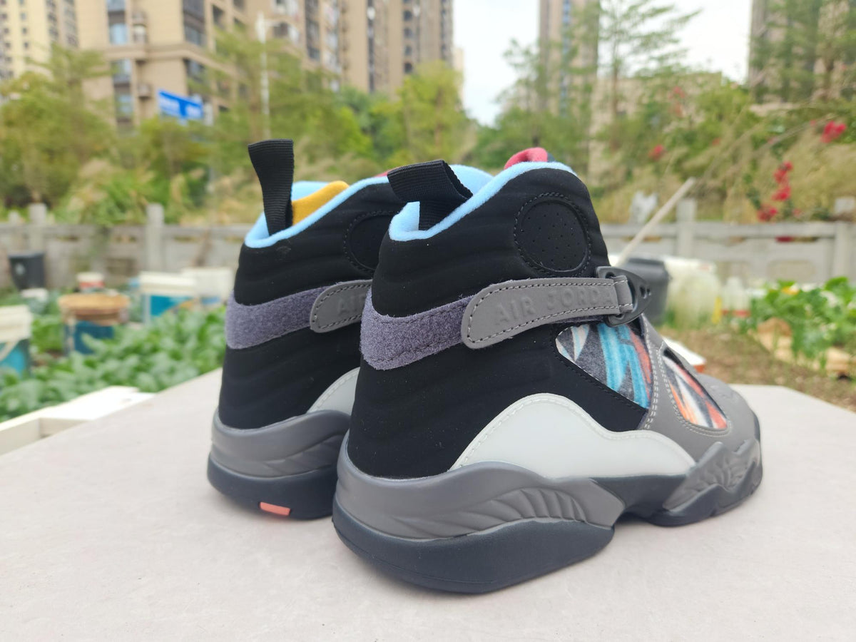 Air Jordan 8 High-Top Sneakers – Gray & Black
