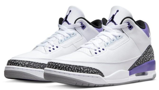 Air Jordan 3 Retro “Dark Iris” Sneakers – White & Purple