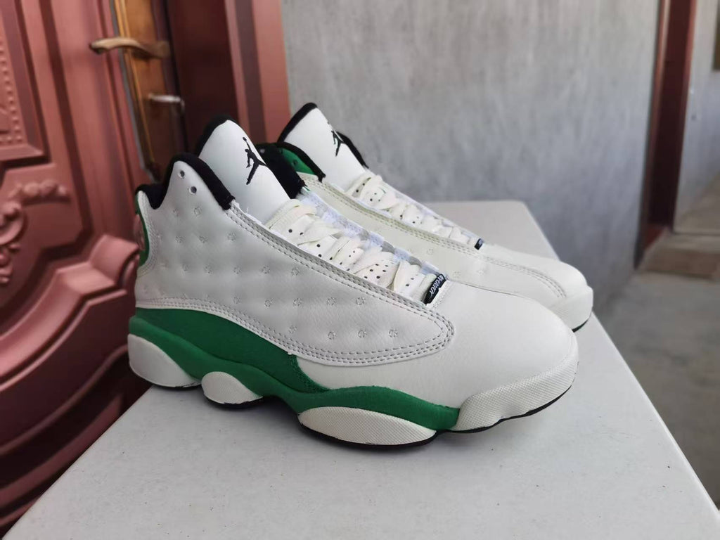 Air Jordan 13 Retro White & Green Sneakers