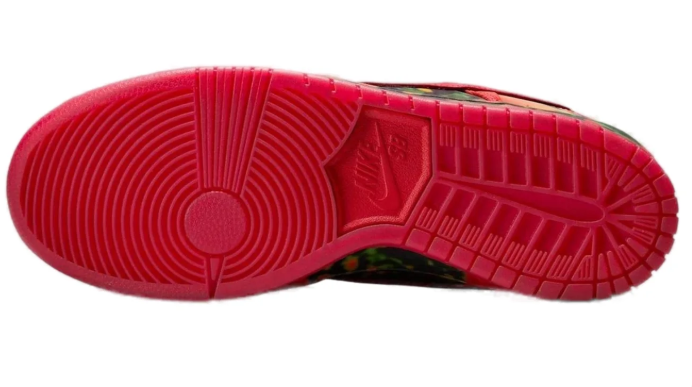 Multicolor Print Low-Top Sneakers with Red Accents