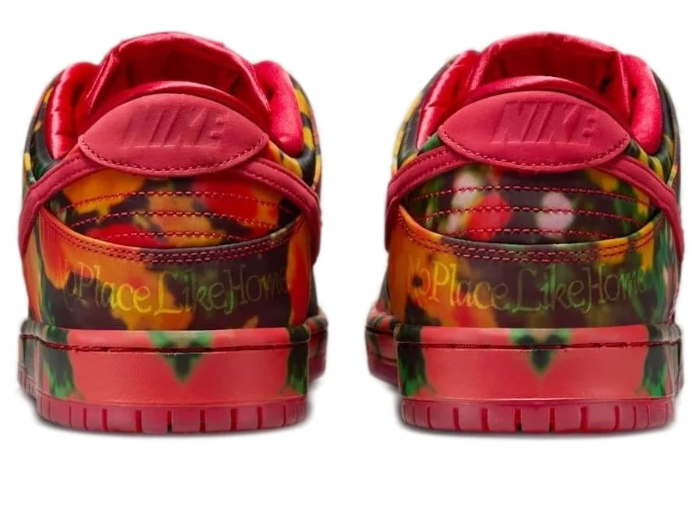 Multicolor Print Low-Top Sneakers with Red Accents