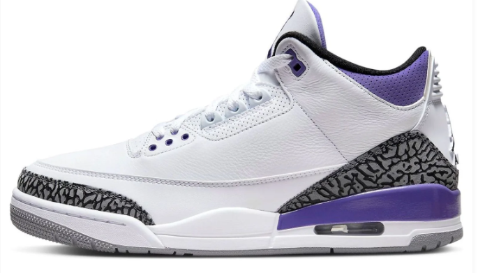 Air Jordan 3 Retro “Dark Iris” Sneakers – White & Purple