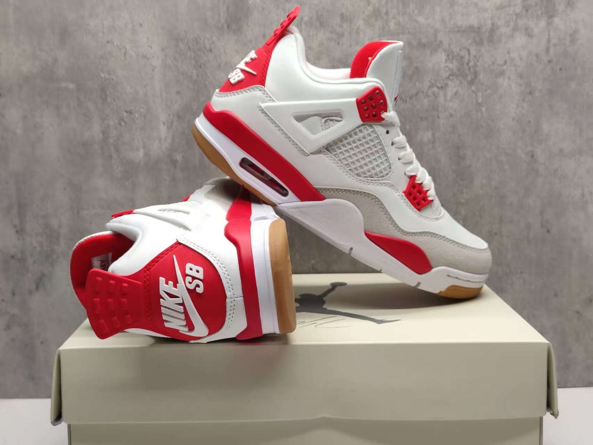 Air Jordan 4 Retro Ruby Sneakers – White & Red