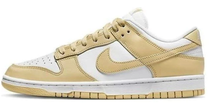 Gold & White Low-Top Sneakers